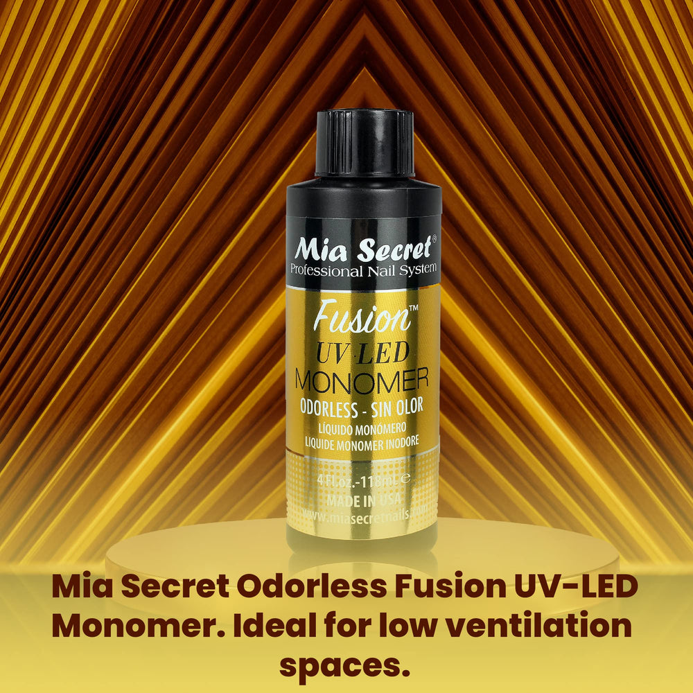 Mia Secret Odorless Fusion Monomer bottle 4oz showcases scalable quantity for professional use.