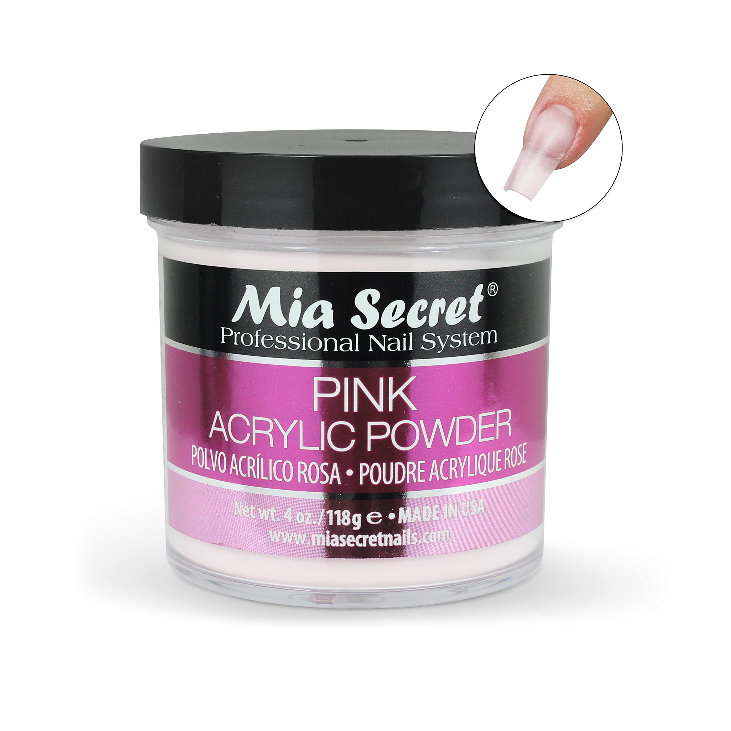 Mia Secret Pink Acrylic Powder sculpt-demo demonstrates self-leveling ease for minimal filing.