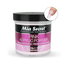 Mia Secret Pink Acrylic Powder texture closeup emphasizes self-leveling consistency for minimal filing.