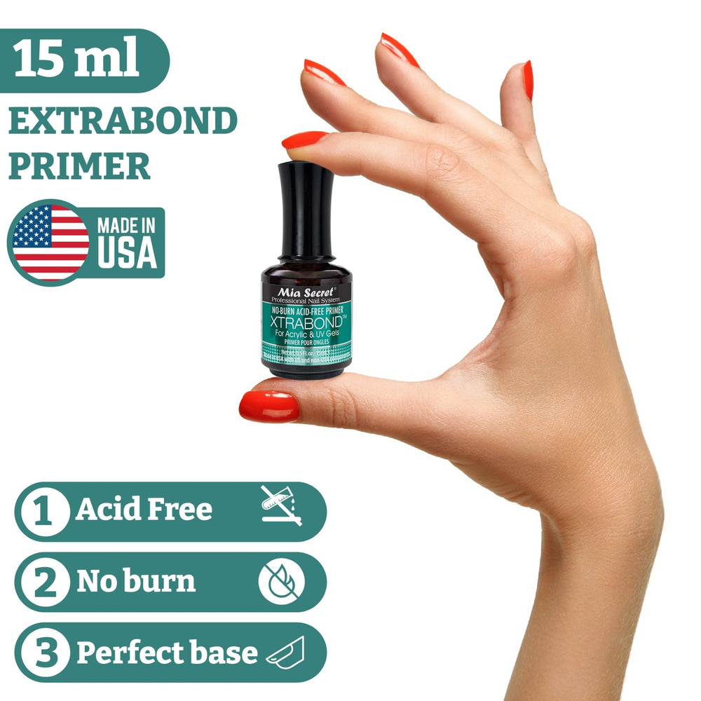 Mia Secret prepped nails ready for enhancements on clean surface.