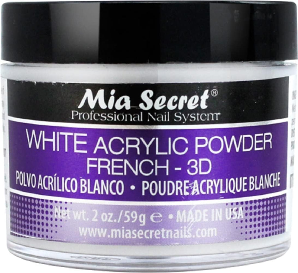 Mia Secret White Acrylic Powder 2oz packaging open for quick, mess-free prep.