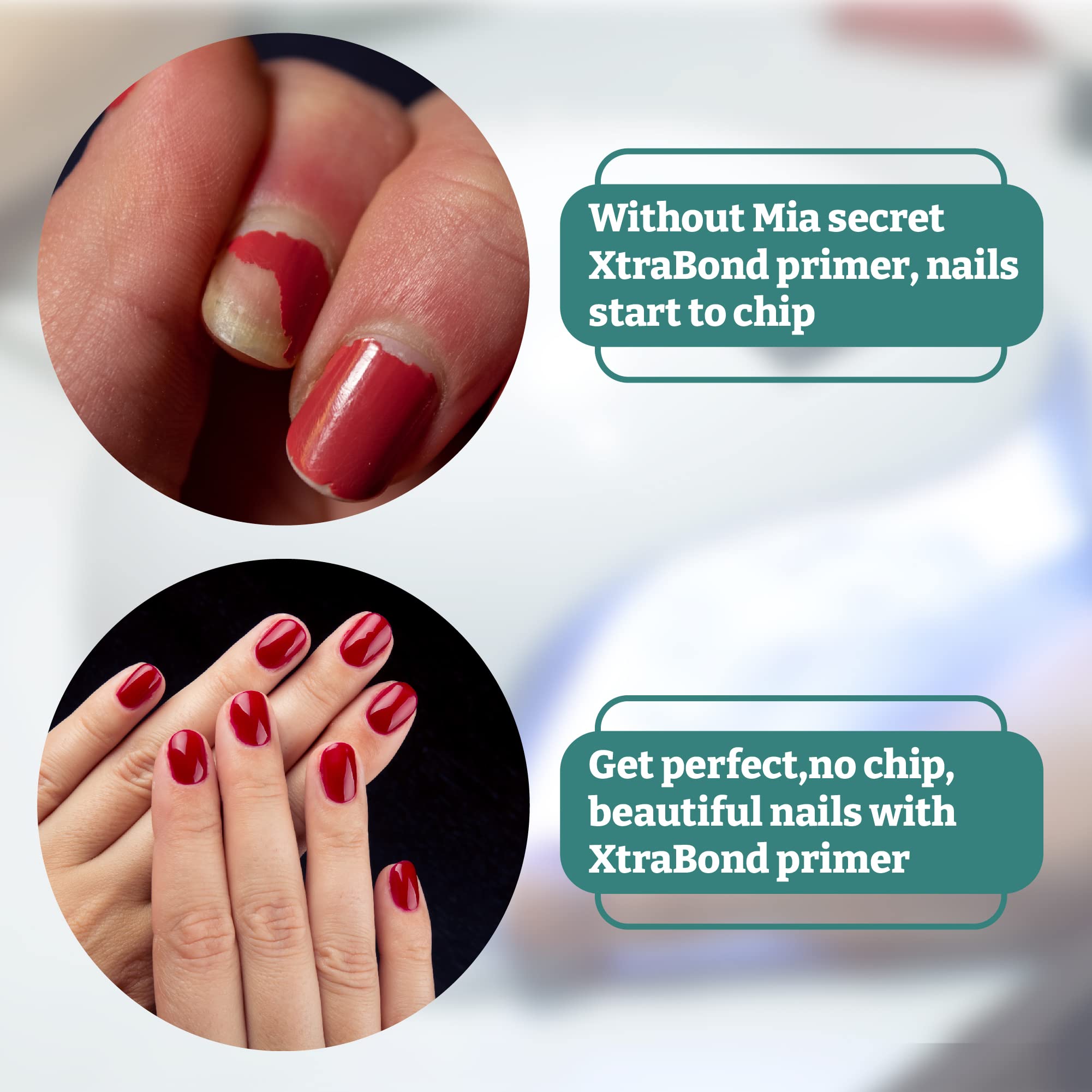 Mia Secret XTRABOND long-lasting wear showcase with shiny nails