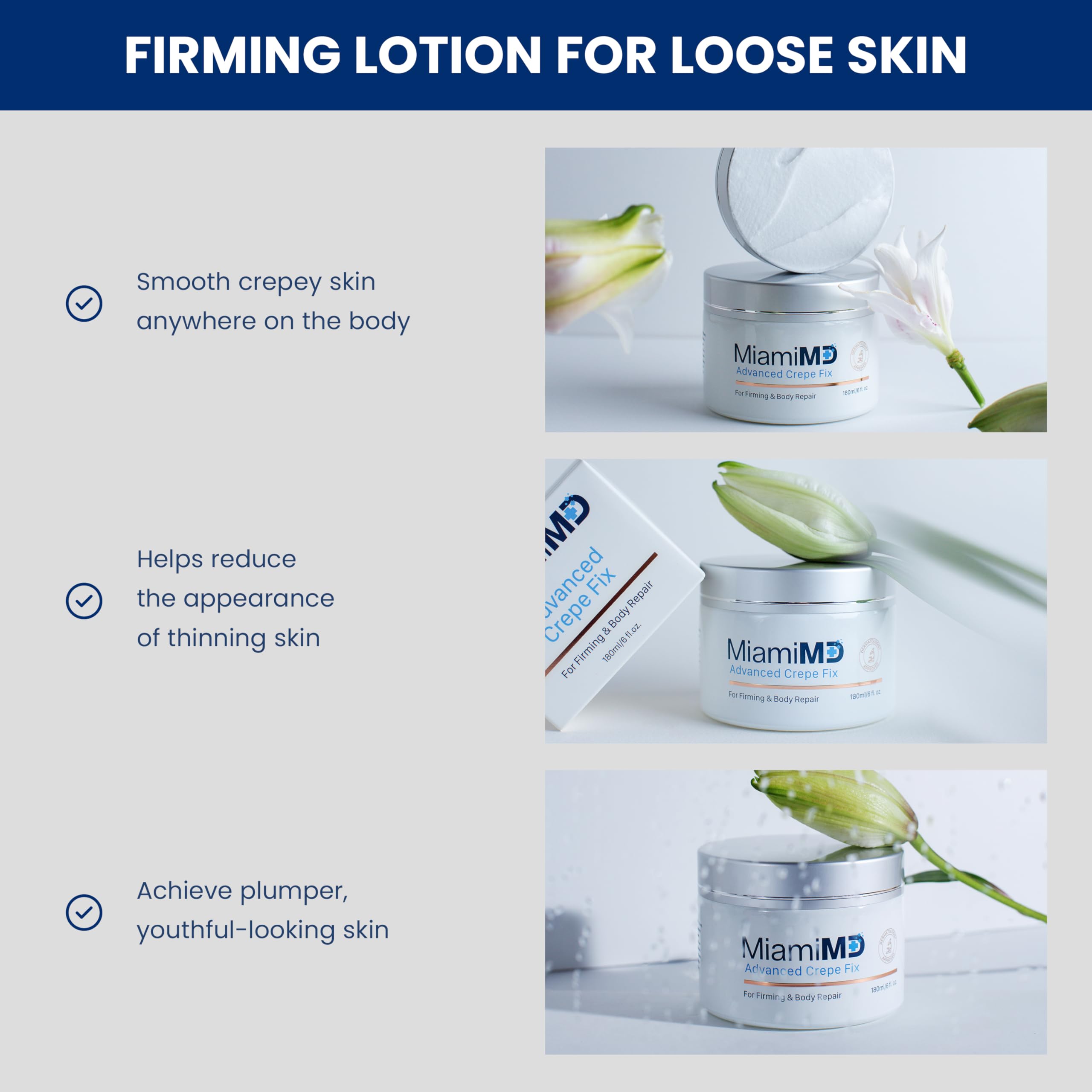 Creamy texture of MiamiMD Crepe Fix close-up, ideal for daily use.