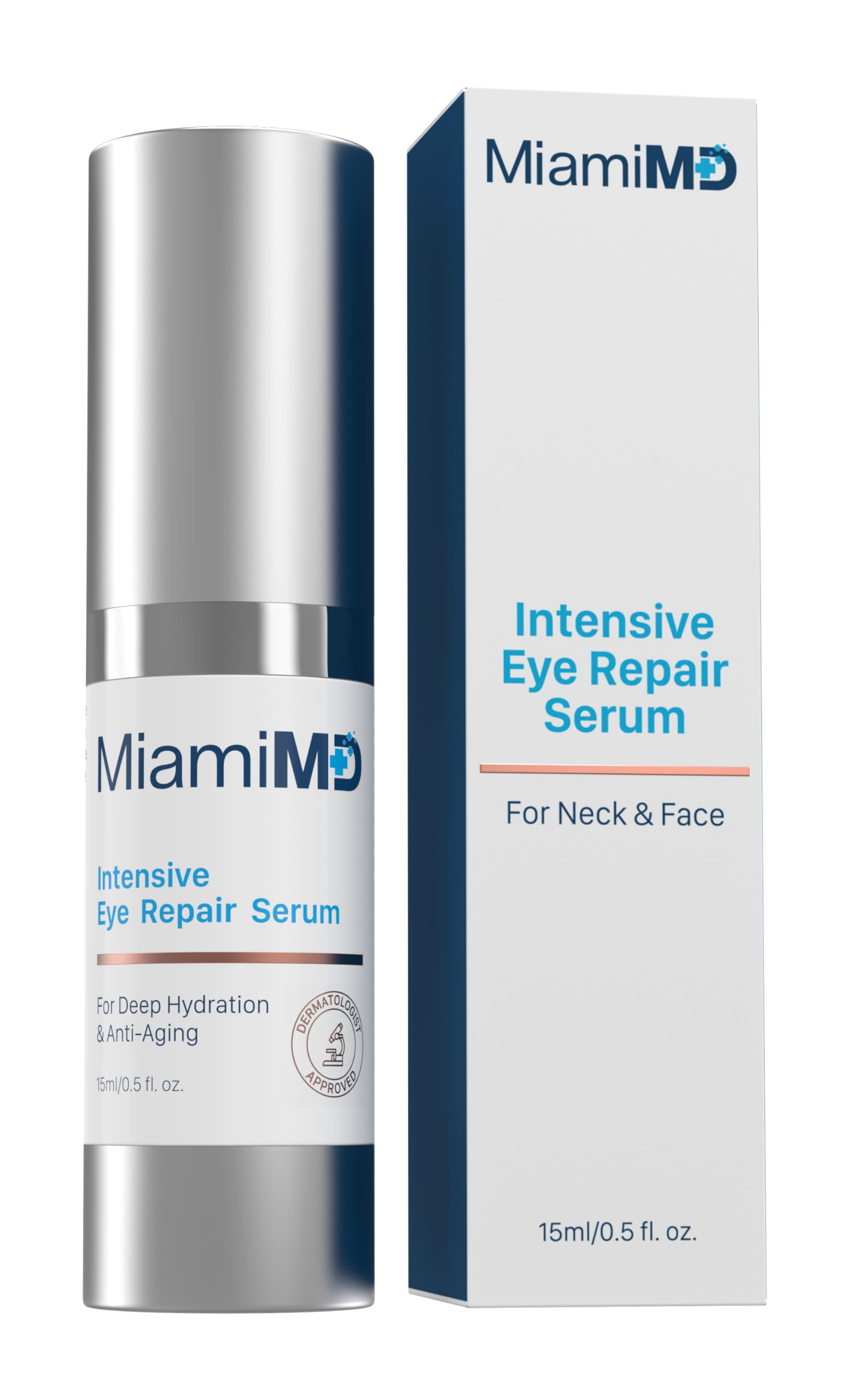 MiamiMD Eye Serum bottle closeup highlighting a premium anti aging formula for brighter eyes