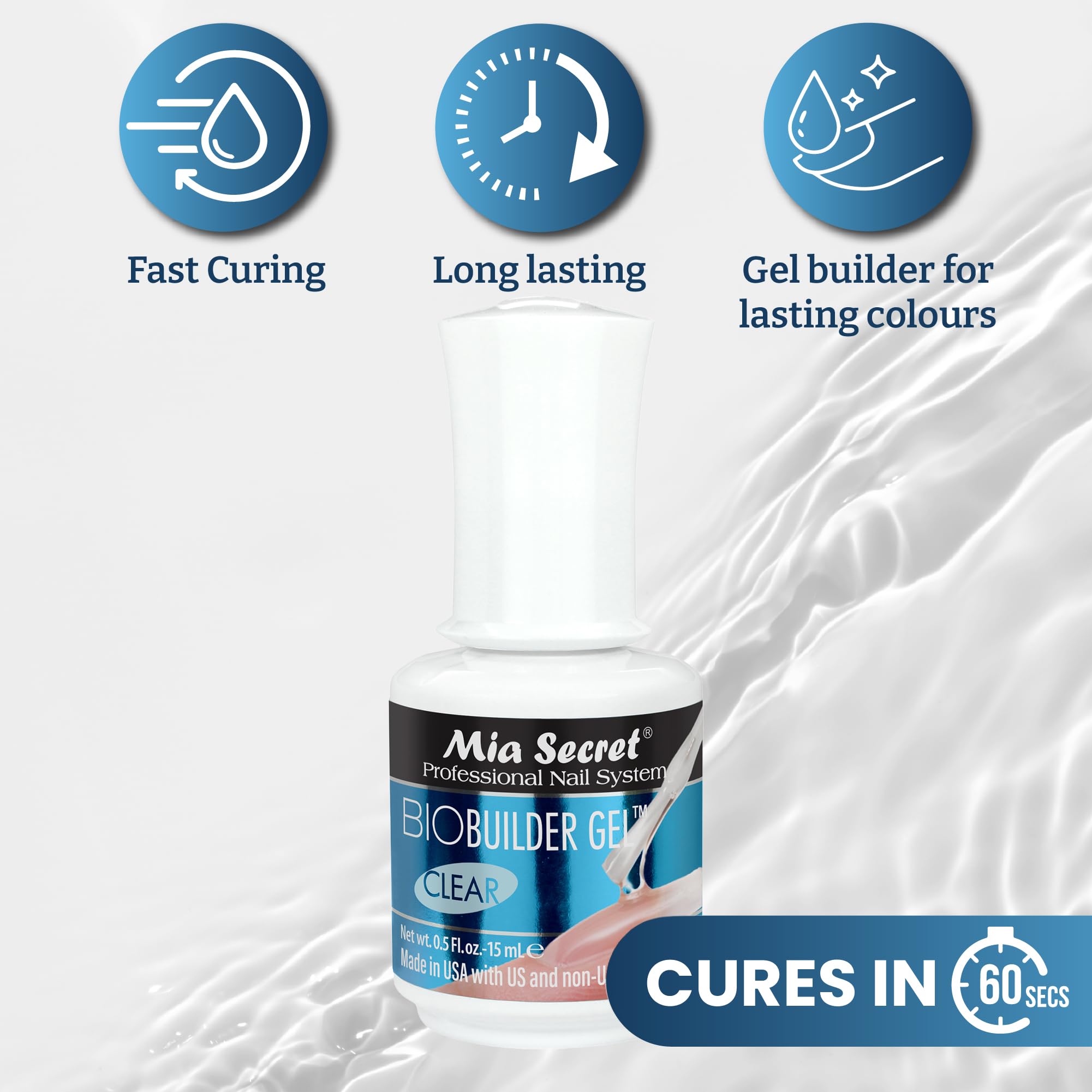 Mia Secret Luxury gel base compatibility demonstration.