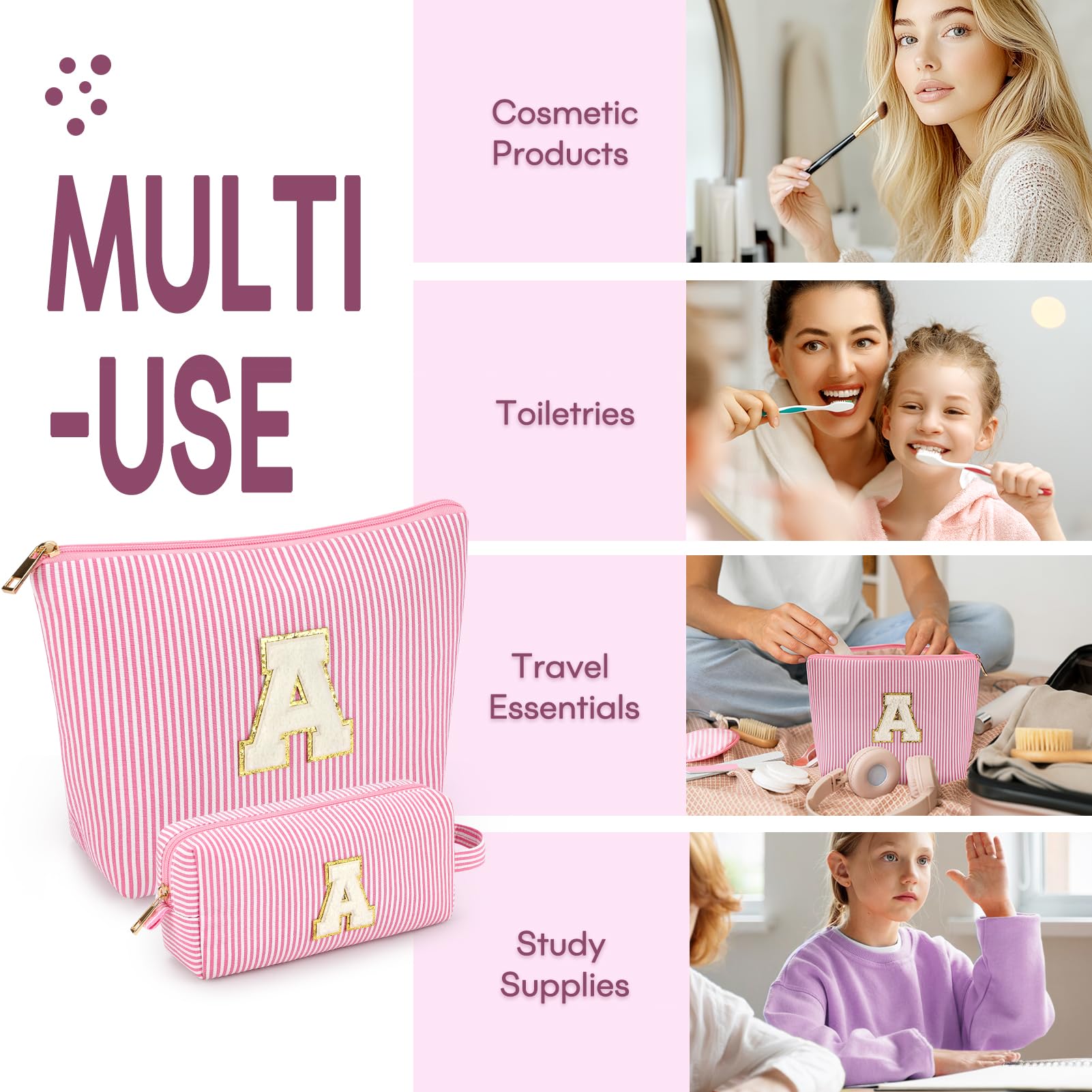 Mibasies 2pcs makeup bags 8.5x2.56x3.54 inches compact storage