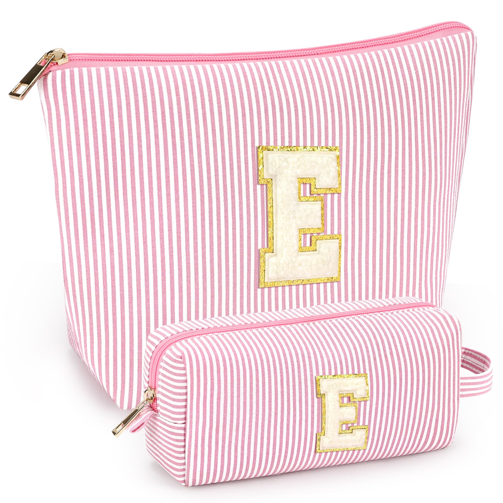 Mibasies initial makeup bag pink front view for on-the-go touch-ups