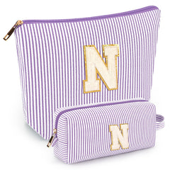 Mibasies initial makeup bag front-view keeps cosmetics organized for travel.