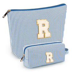 Mibasies initial makeup bags blue duo set showcase portable cosmetic storage for on-the-go use