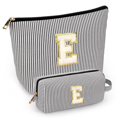 Mibasies initial makeup bags pair in black offer compact travel storage for cosmetics.