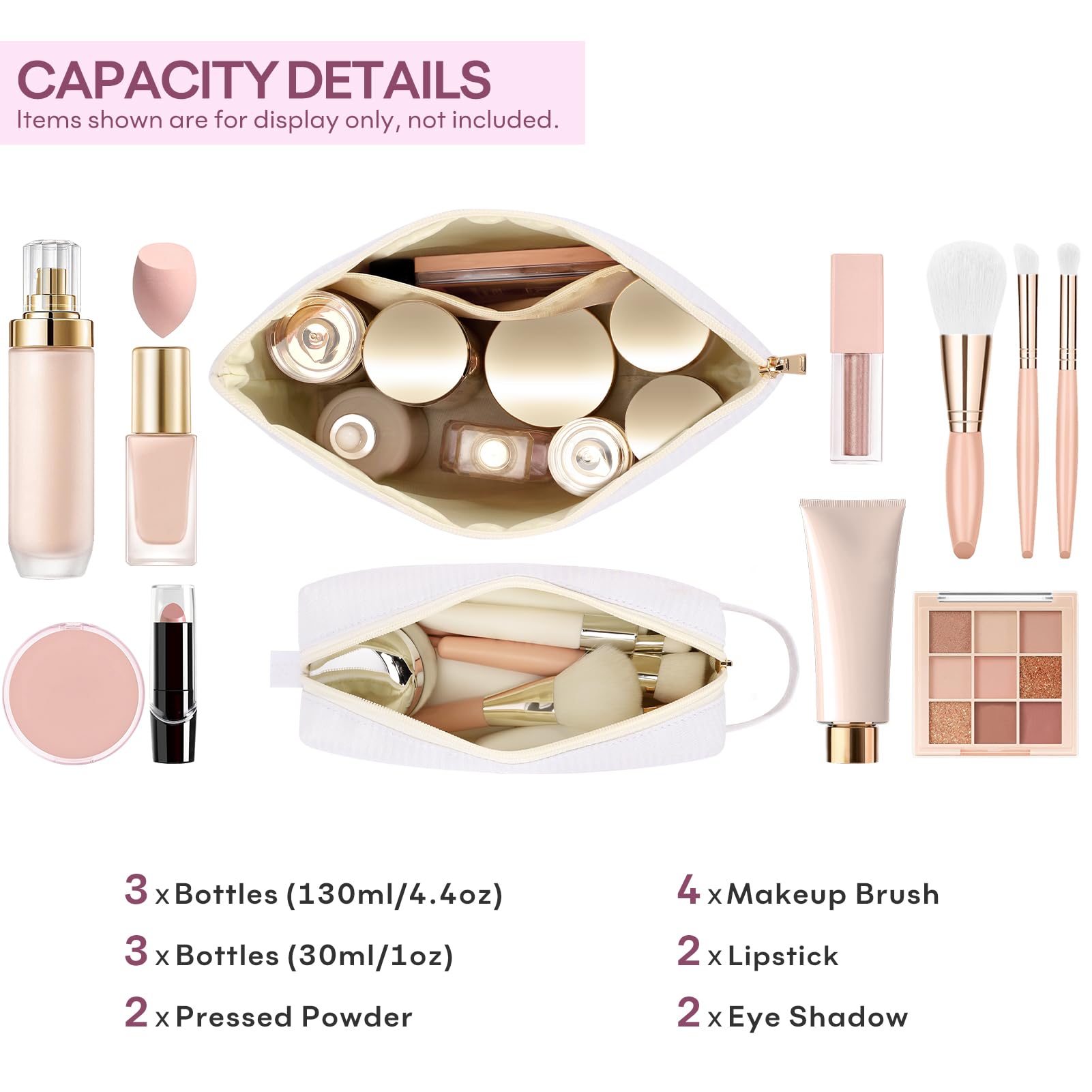 Mibasies initial makeup bags small size, compact fit for on-the-go essentials