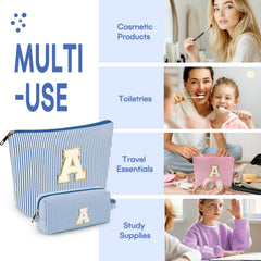 Mibasies blue makeup bag pencil-case-use shows versatile gifting and school or travel utility