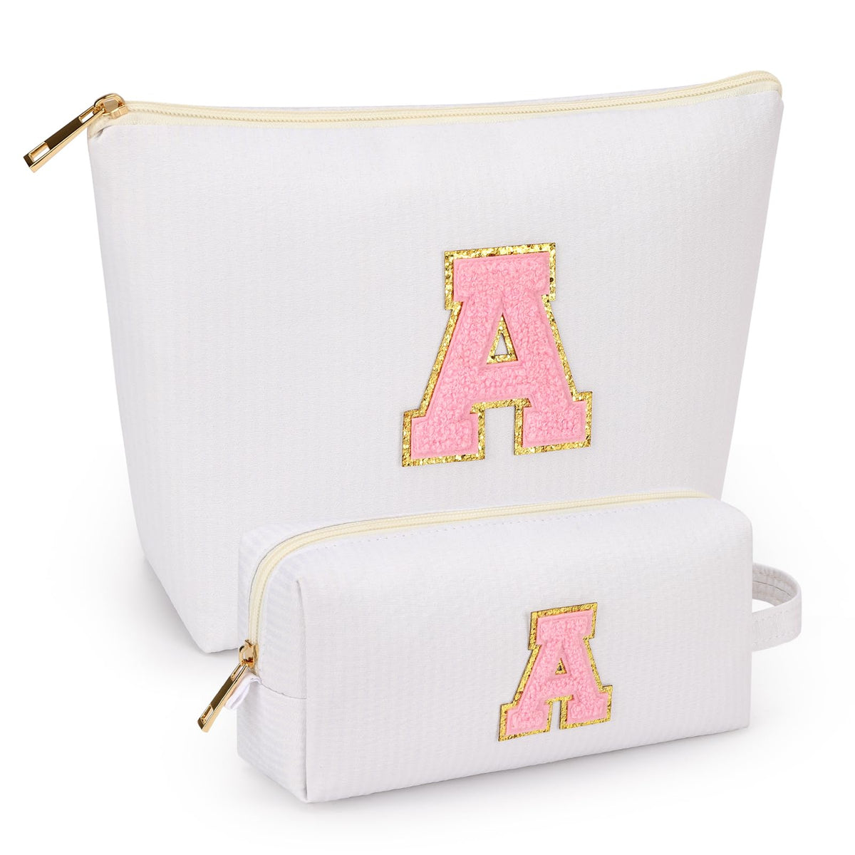 Mibasies two-pack initial makeup bags travel set keeps cosmetics organized on the go.