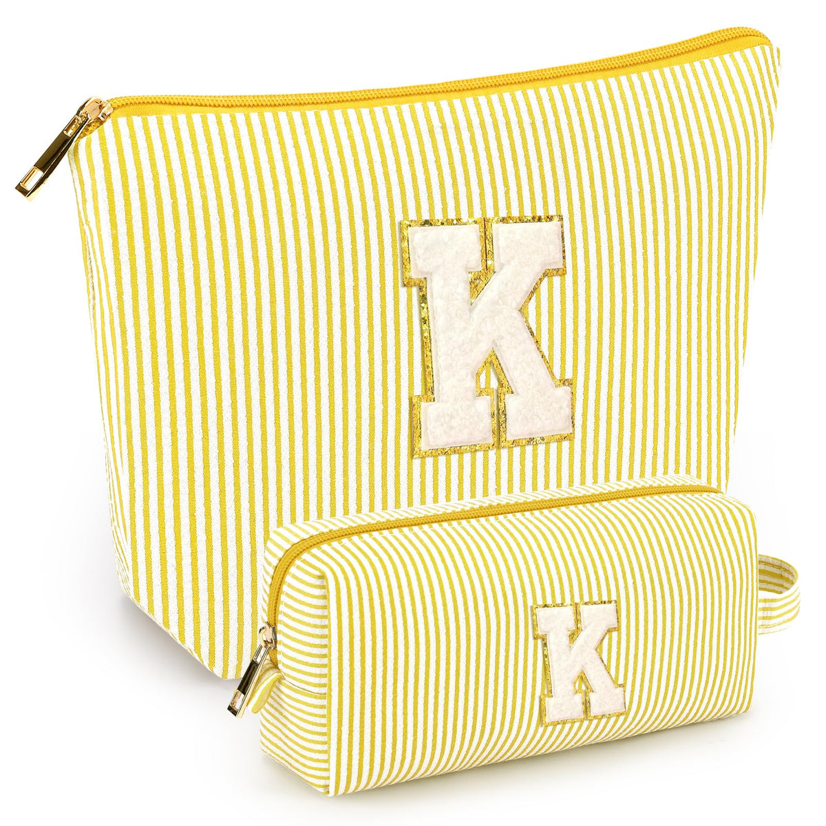 Mibasies two-pack initial makeup bags pair for organized travel and gift-ready presentation