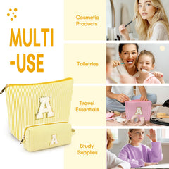 Mibasies two-pcs initial makeup bags yellow pair demonstrates versatile gifting