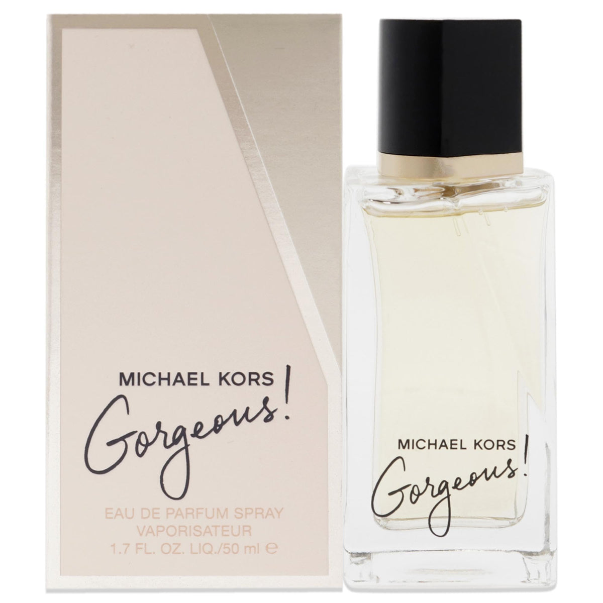Michael Kors Gorgeous! bottle front reveals elegant glass design for confident moments.