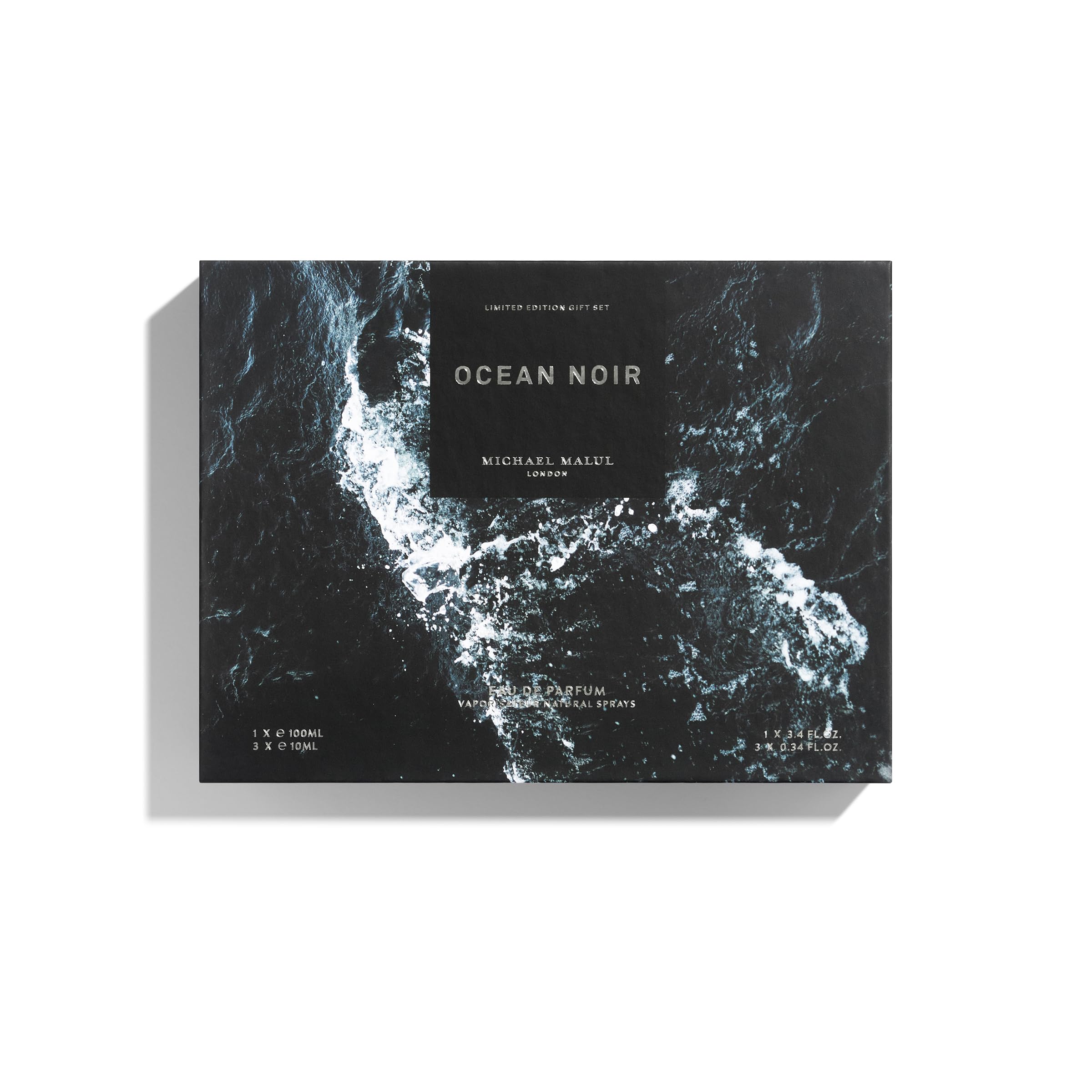 Michael Malul Ocean Noir 100ml bottle offers versatile, long-lasting wear for day-to-night style.