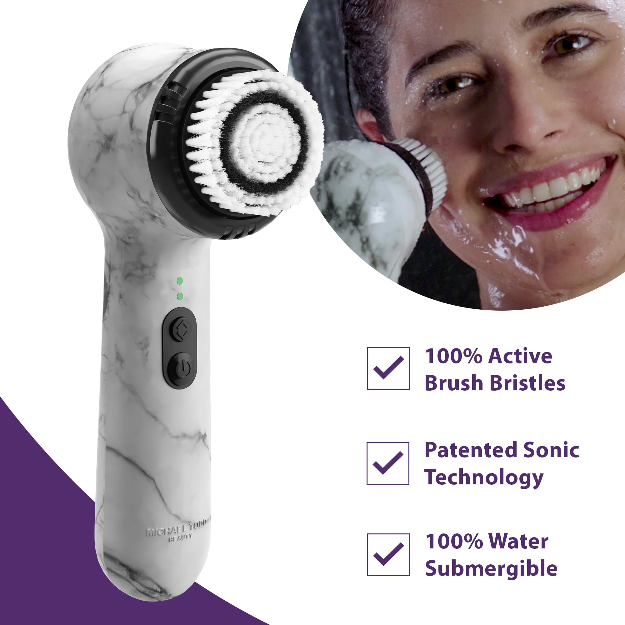 Michael Todd Soniclear Allure replaceable brush heads extend use.
