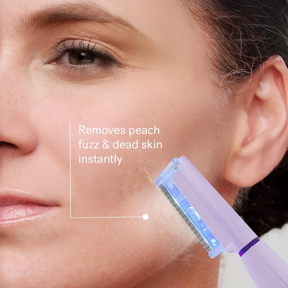 MICHAEL TODD Sonicsmooth Pro+ peach fuzz removal for a cleaner makeup base.