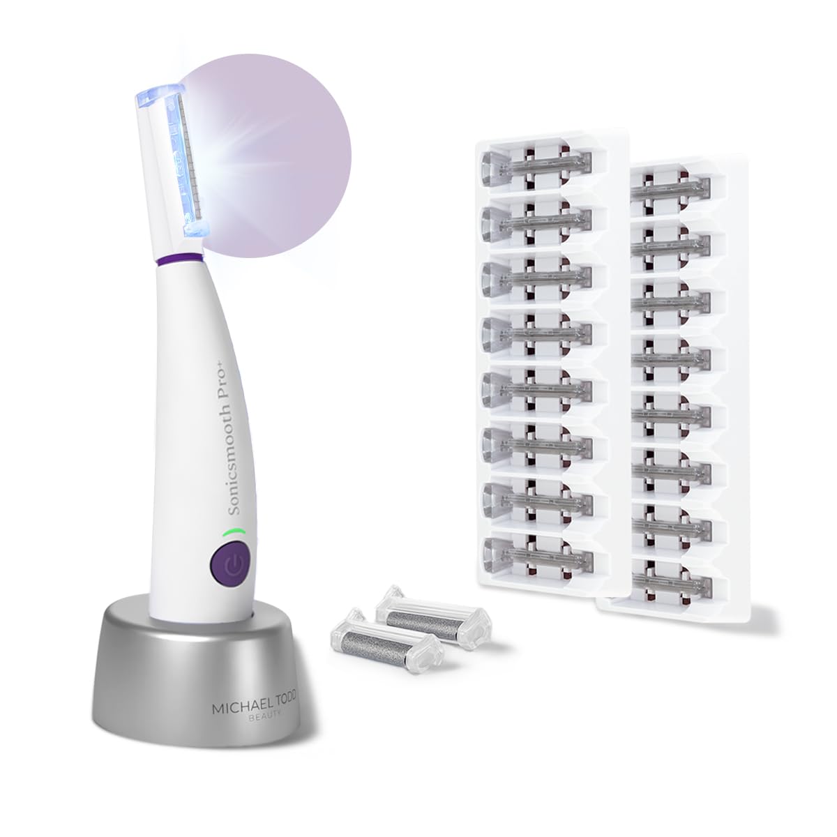 Michael Todd Sonicsmooth Pro+ LED light close-up for precise dermaplaning on smoother skin