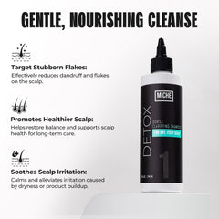 Miche Beauty Detox Shampoo bottle-lather illustration highlights deep cleansing without stripping moisture