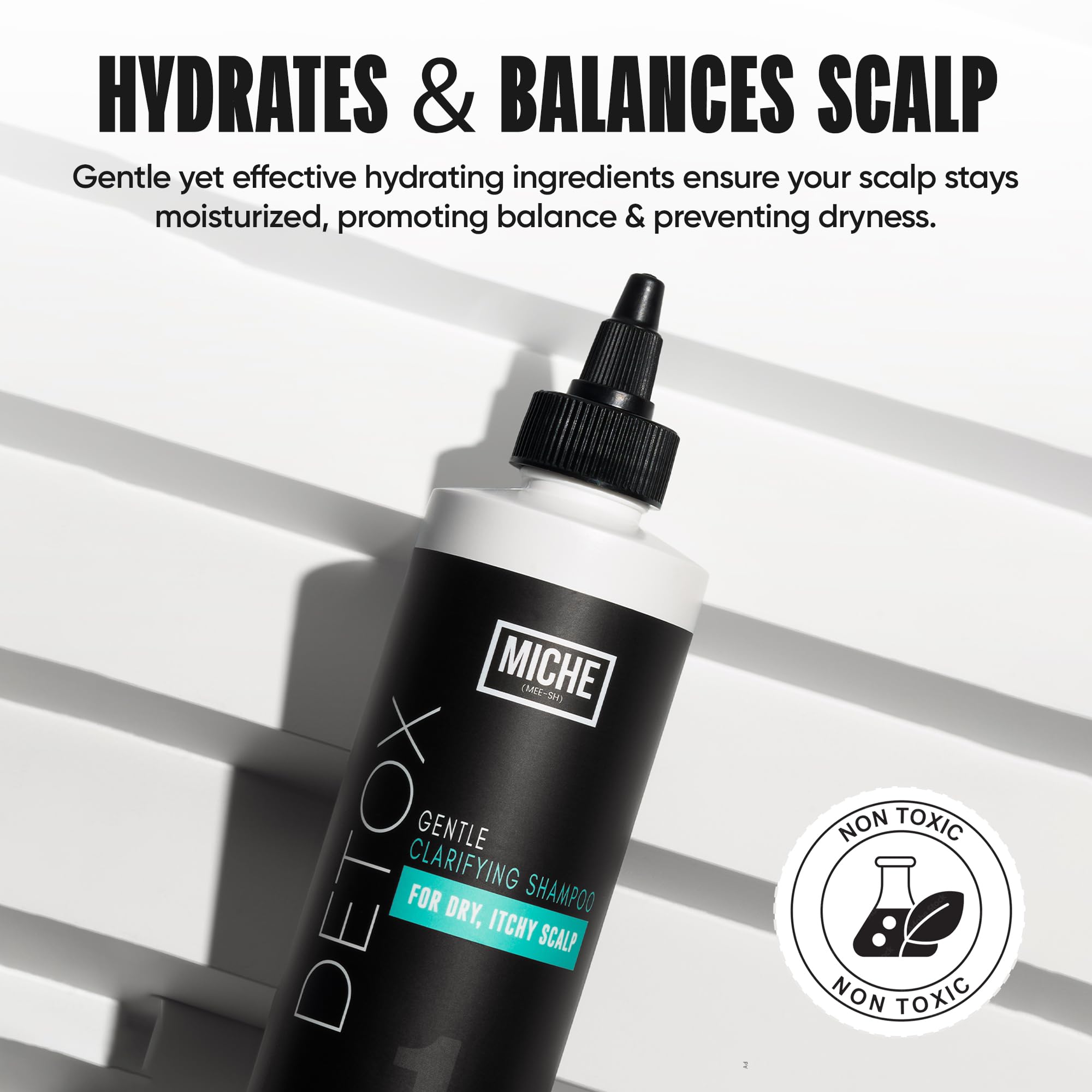 Miche Beauty Detox Shampoo curly-hair-closeup emphasizes frizz control and defined, hydrated curls