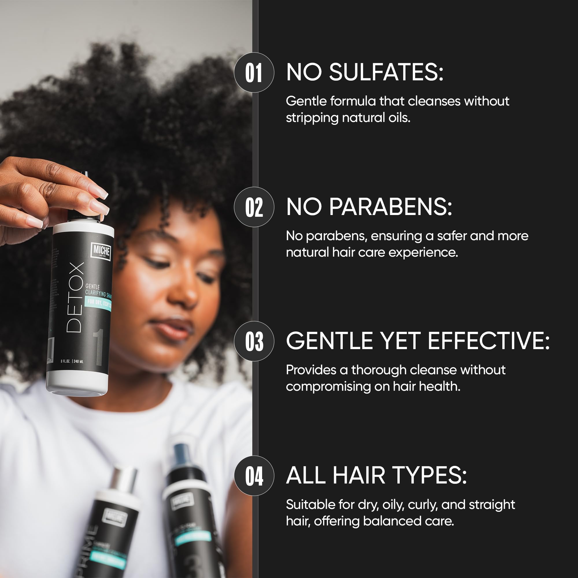 Miche Beauty Detox Shampoo damaged-hair-revive visual conveys nourishment and renewed strength