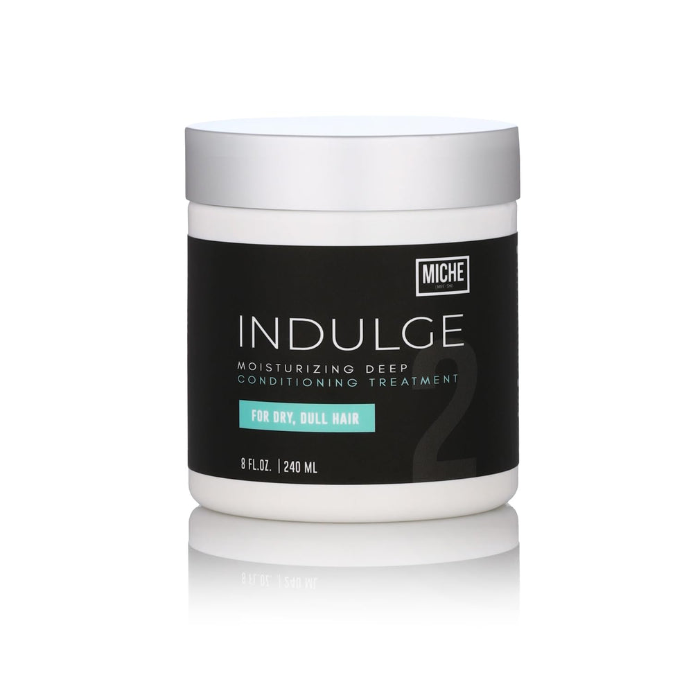 Miche Beauty Indulge Conditioner 8oz bottle delivers deep hydration for curly hair.