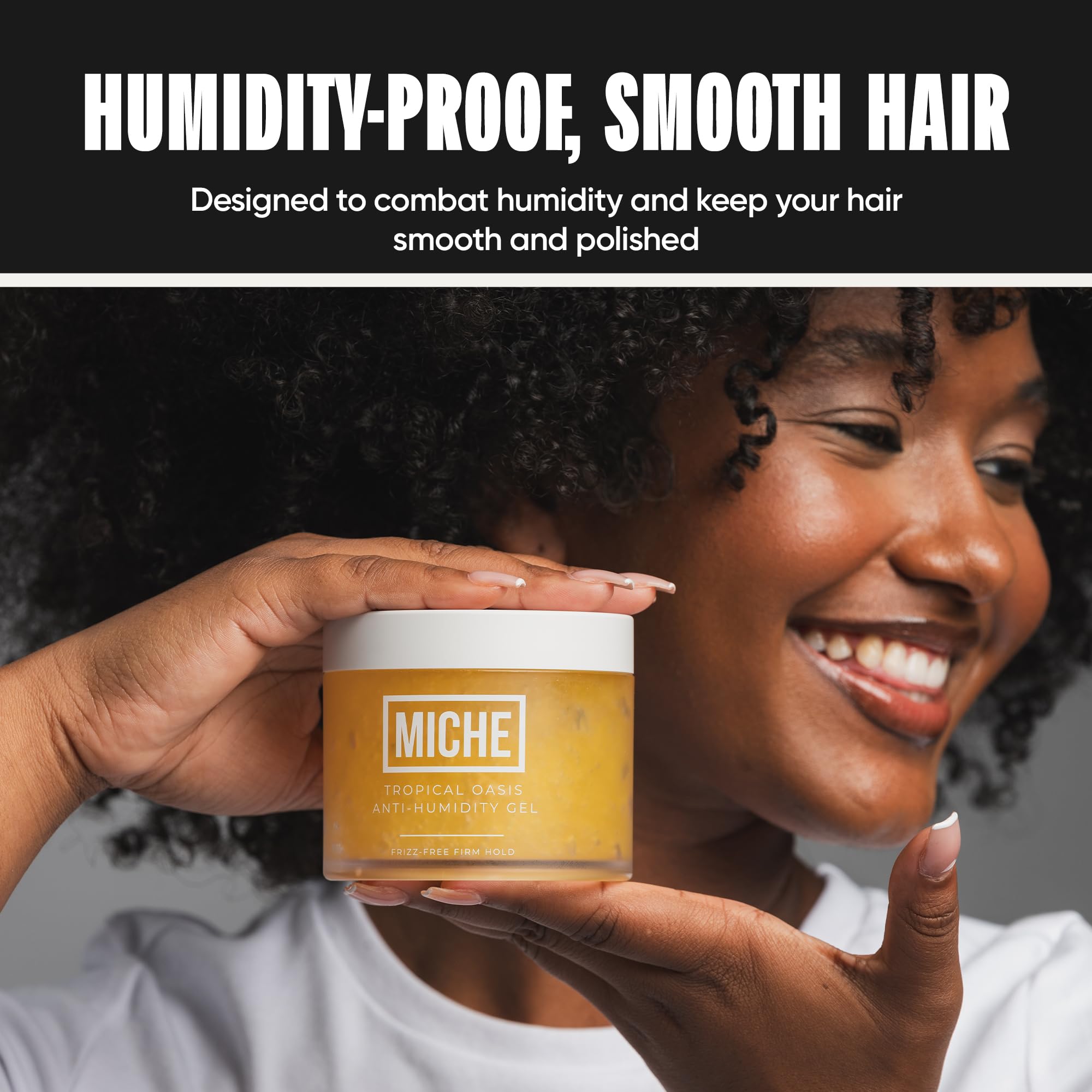 MICHE gel helps curls stay defined in humid heat.