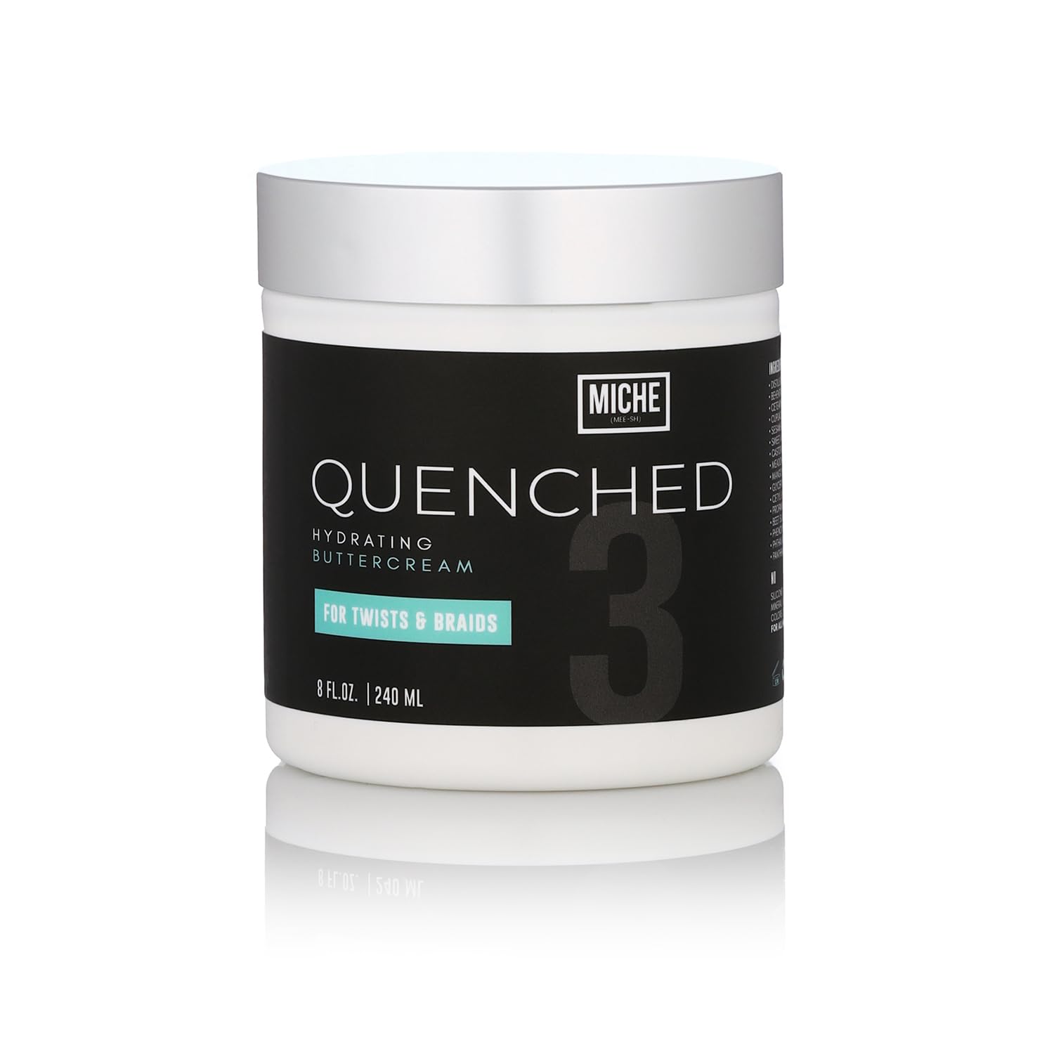 Miche Beauty Quenched Hydrating Buttercream bottle pour demonstrates frizz control in action
