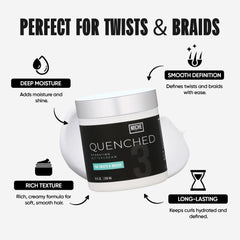 Miche Beauty Quenched Buttercream texture swatch highlights deep hydration for curly hair