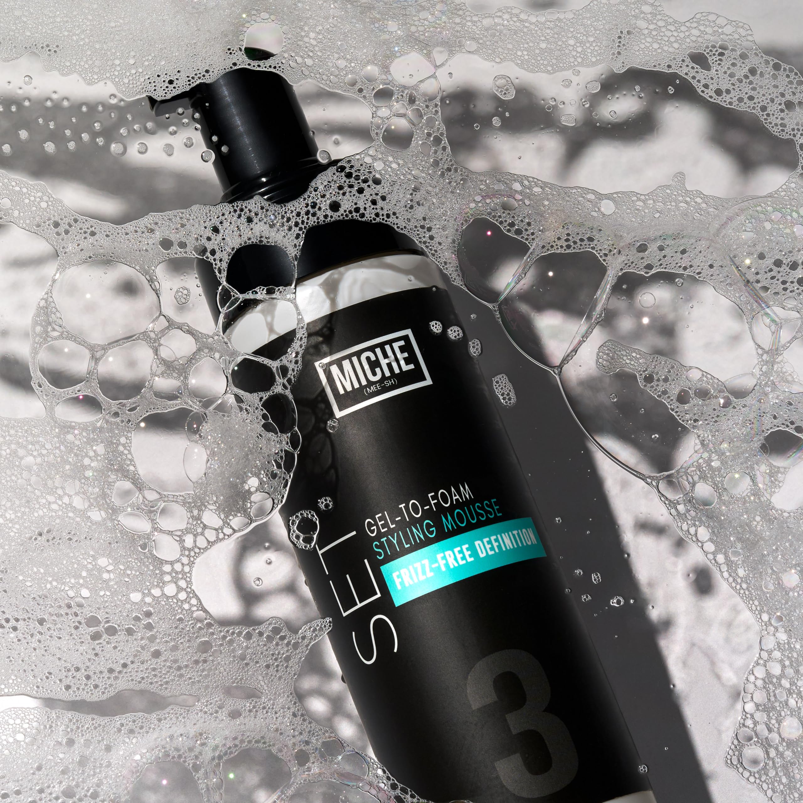 Miche Beauty Set Gel to Foam Mousse on curls demonstrates defined texture without crunch.