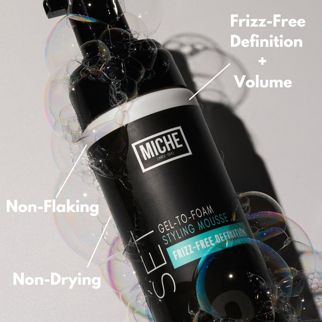Miche Beauty Set Gel to Foam Mousse pump closeup showcases smooth application and lightweight styling.