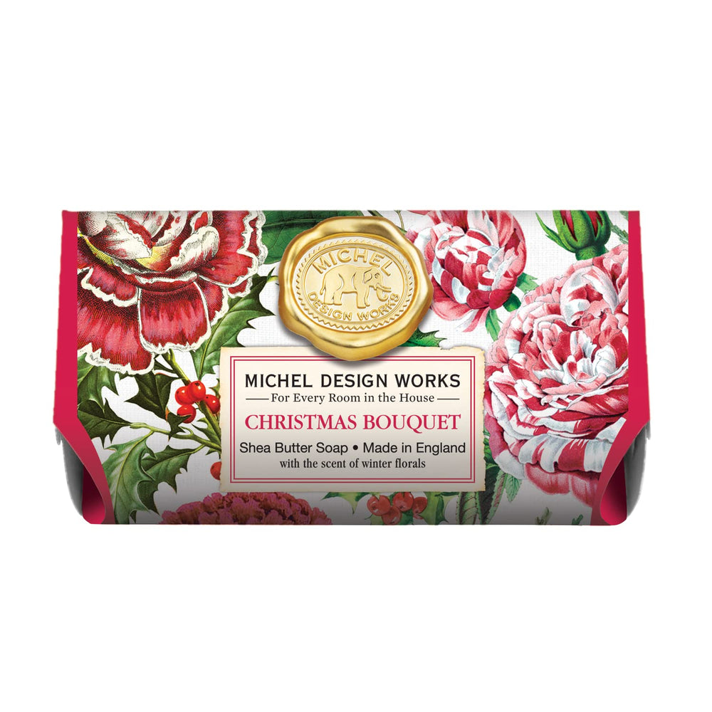 Michel Design Works Christmas Bouquet soap bar front view shows a luxurious, long-lasting lather promise.