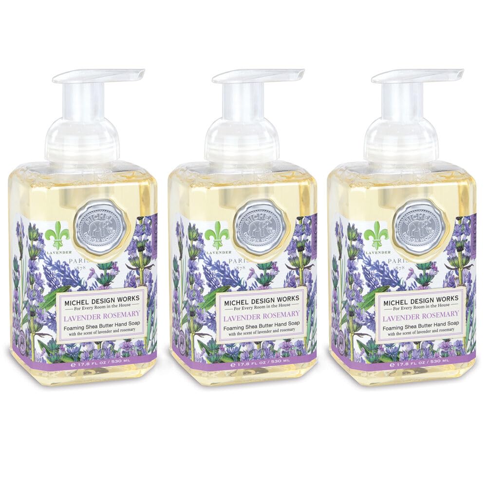 Michel Design Works foaming hand soap 3-pack bottles with pumps for gentle cleansing and soothing skin