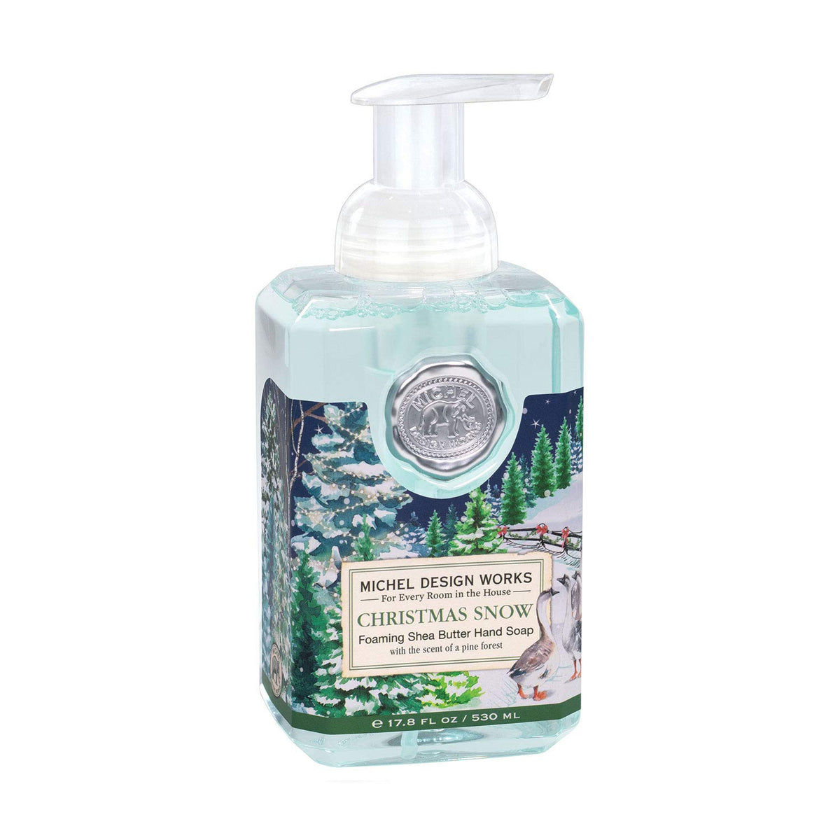 Michel Design Works Christmas Snow bottle, elevating hand care with a festive scent.