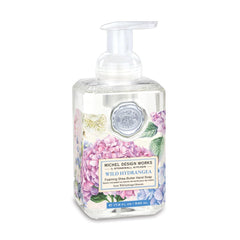 Michel Design Works hydrangea foaming soap bottle for gentle cleansing.