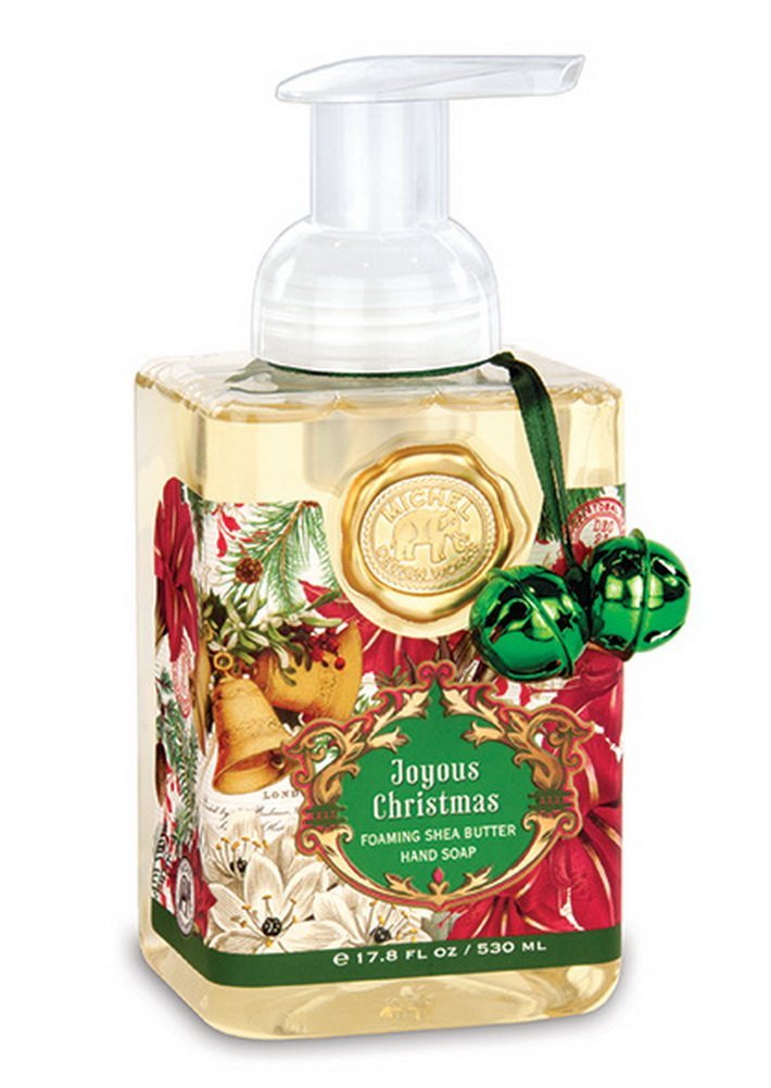 Michel Design Works Joyous Christmas foaming hand soap bottle delivering gentle cleansing and moisturizing lather