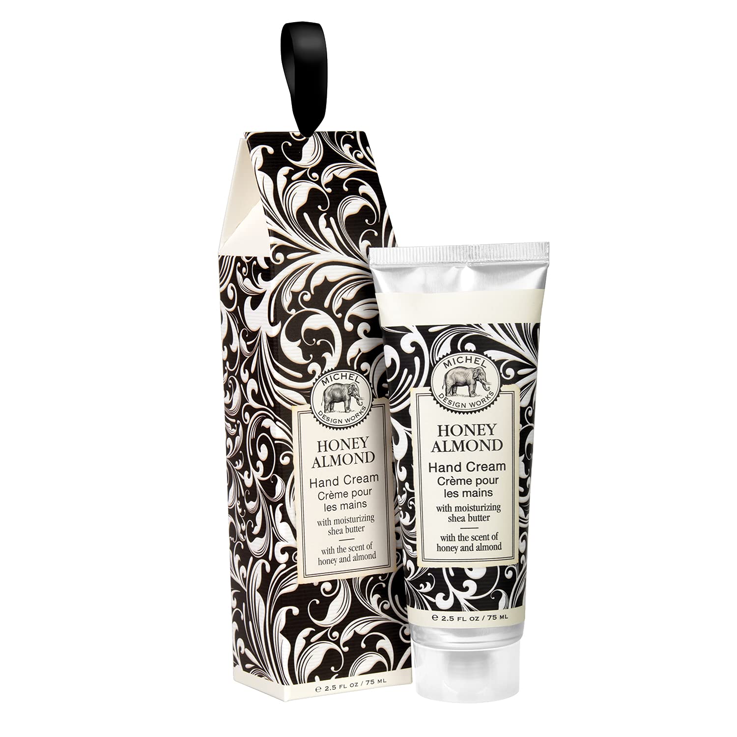 Michel Design Works Large Hand Cream Honey Almond packaging closeup for gifting