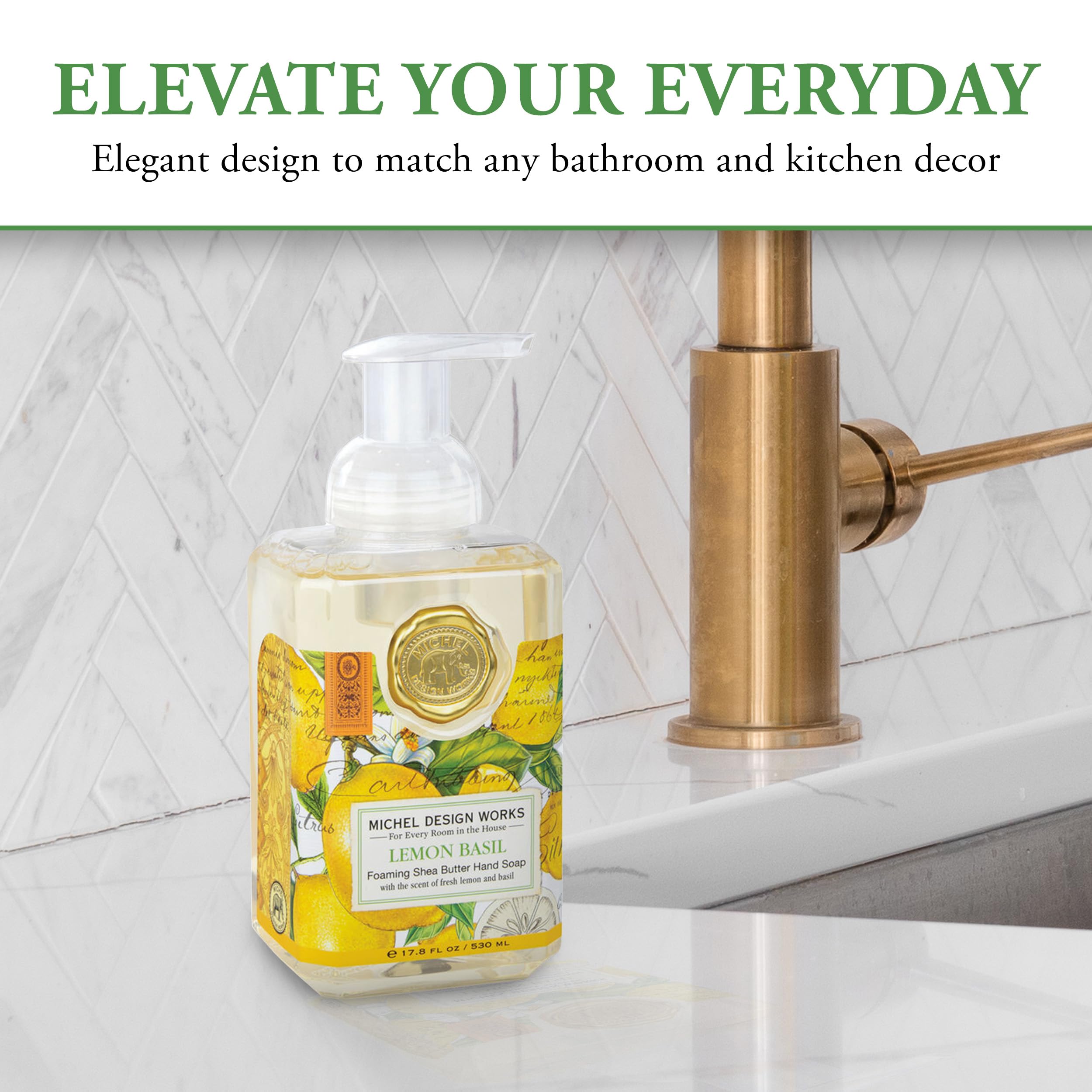 Michel Design Works Lemon Basil packaging display presents elegant gift-ready presentation