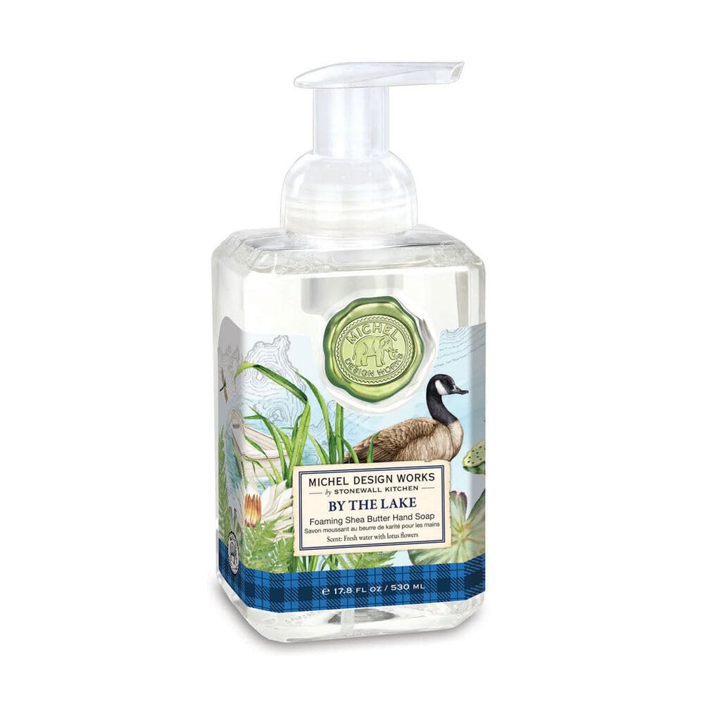 Michel Design Works By the Lake foaming hand soap pump with medallion for luxurious hand cleansing.