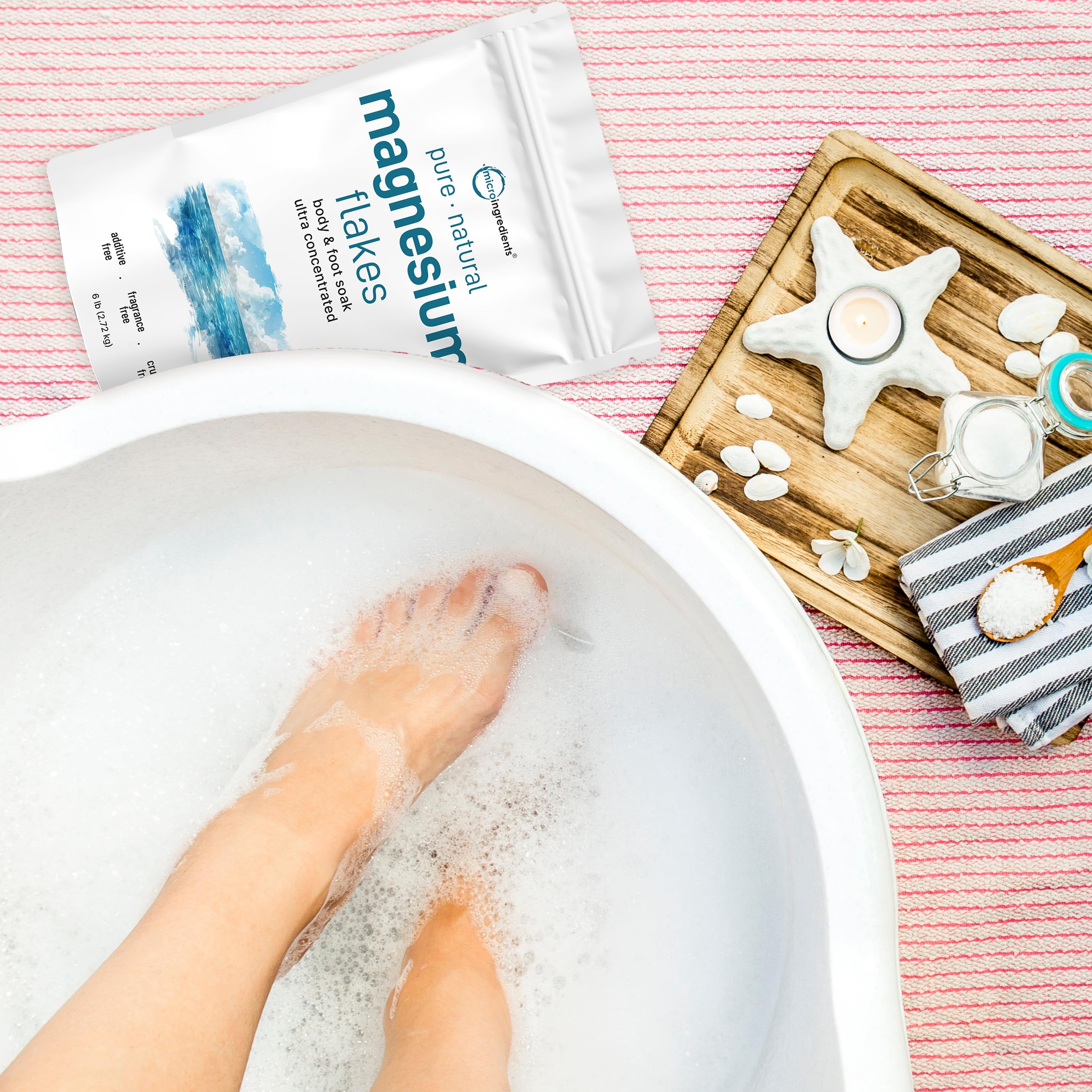 Micro Ingredients magnesium flakes used to make a magnesium oil spray at home.