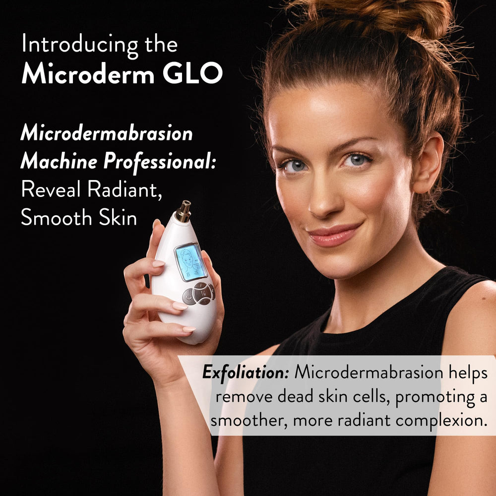 Microderm GLO safety 3D suction highlights gentle, non-cutting facial treatment.