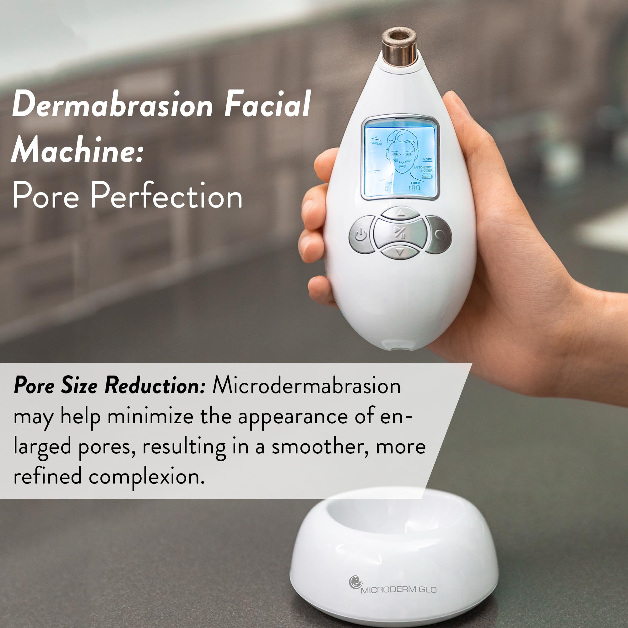 Microderm GLO skin radiance close-up for brighter complexion over time.