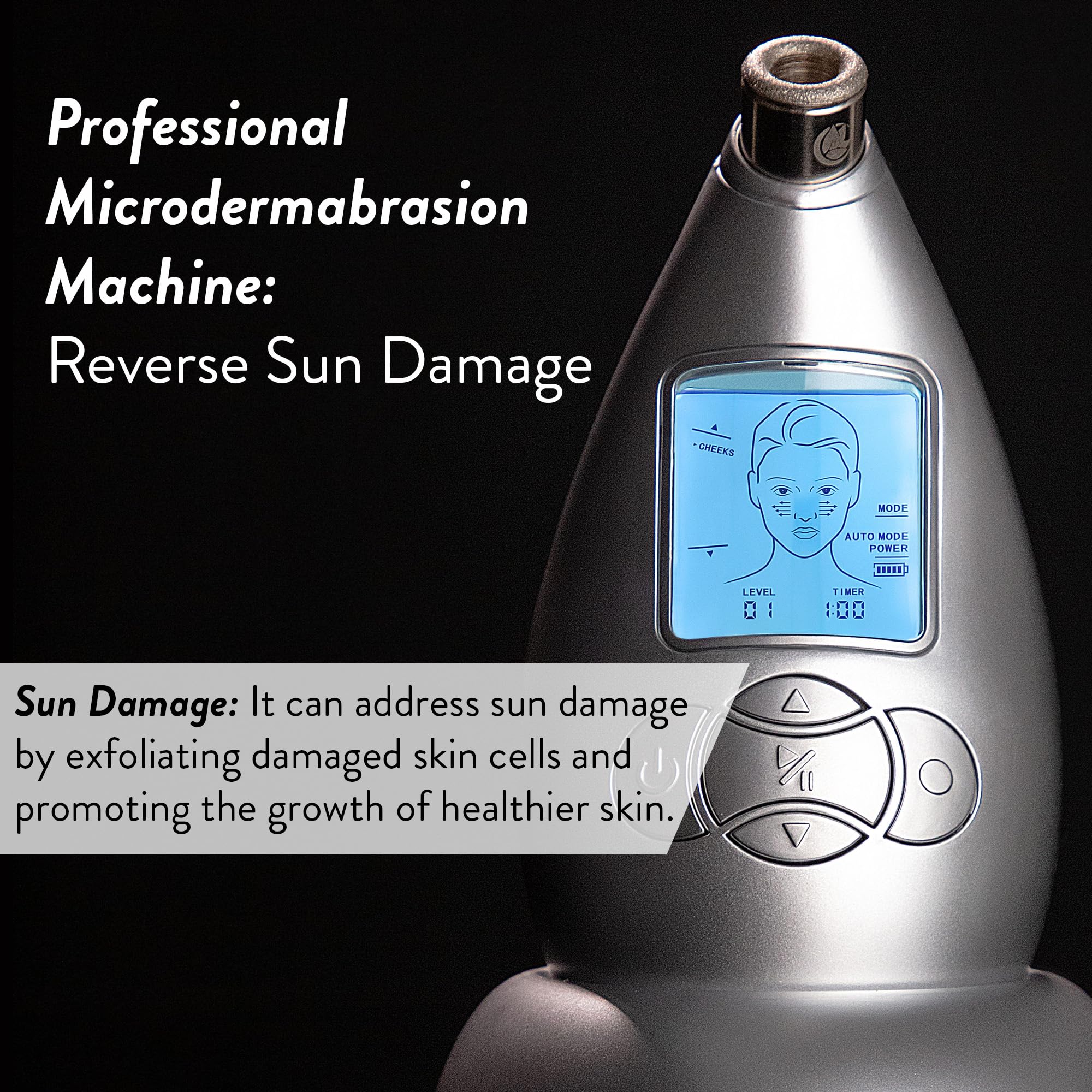 Microderm GLO digital control panel enabling simple customization of microderm sessions.