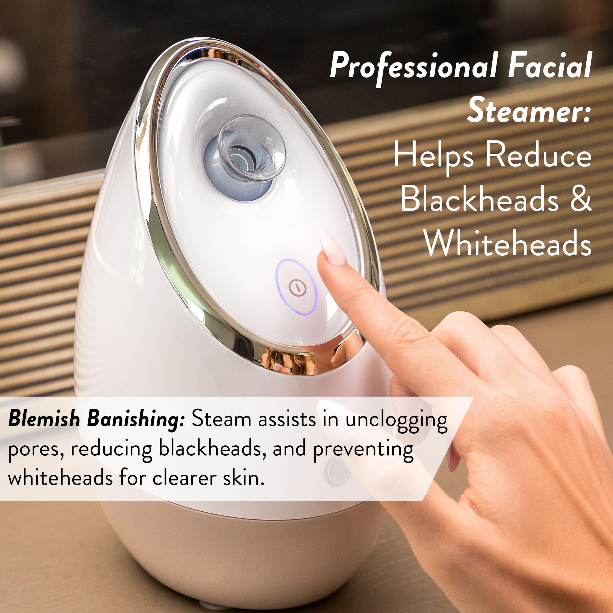 Microderm GLO Facial Steamer SPA+ pores-opening view showcases potential deep-clean action.