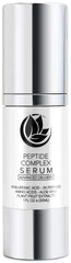 Microderm GLO Peptide Complex Serum bottle shows hydrating vibe for plump skin.