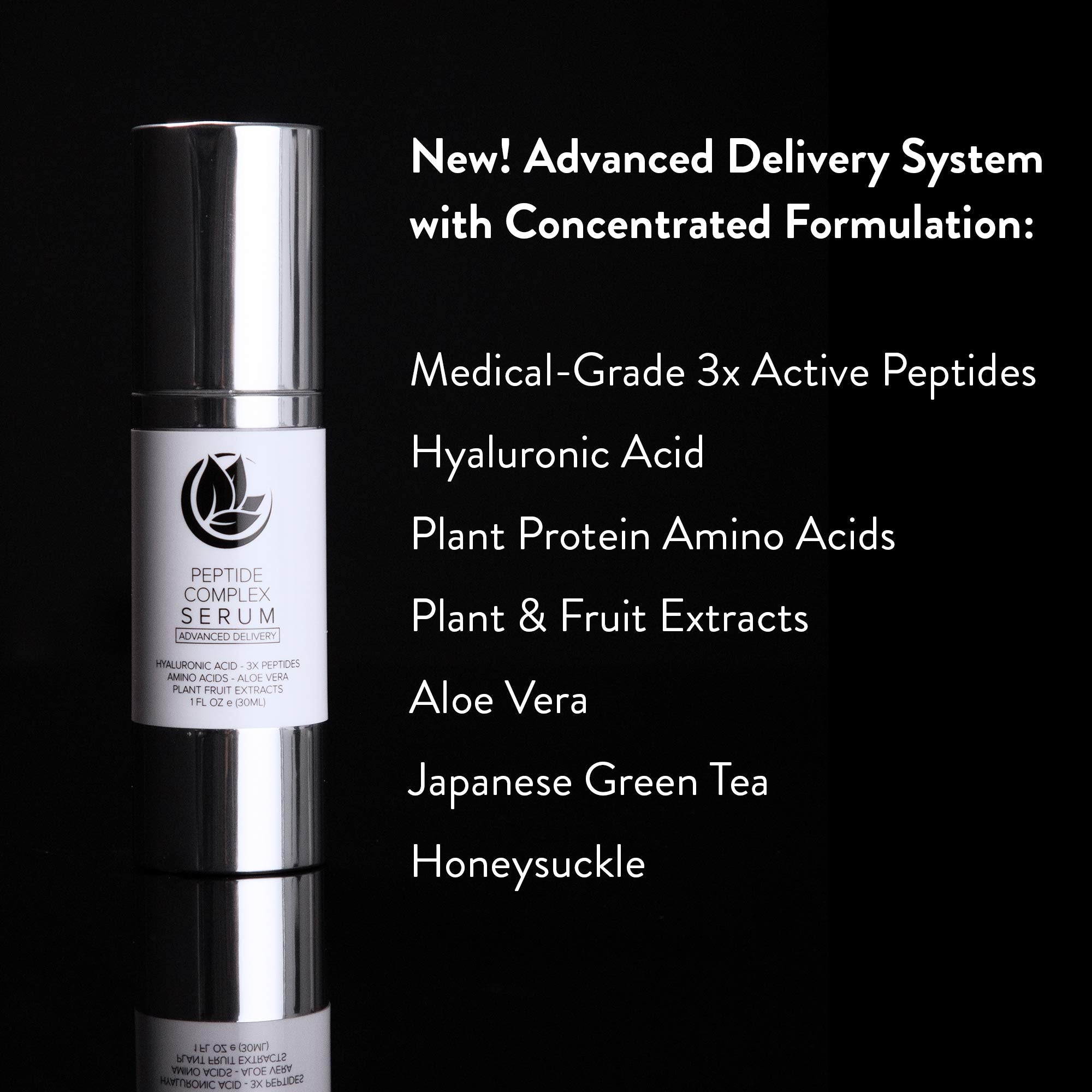 Microderm GLO Peptide Complex Serum being applied to the face for firming.