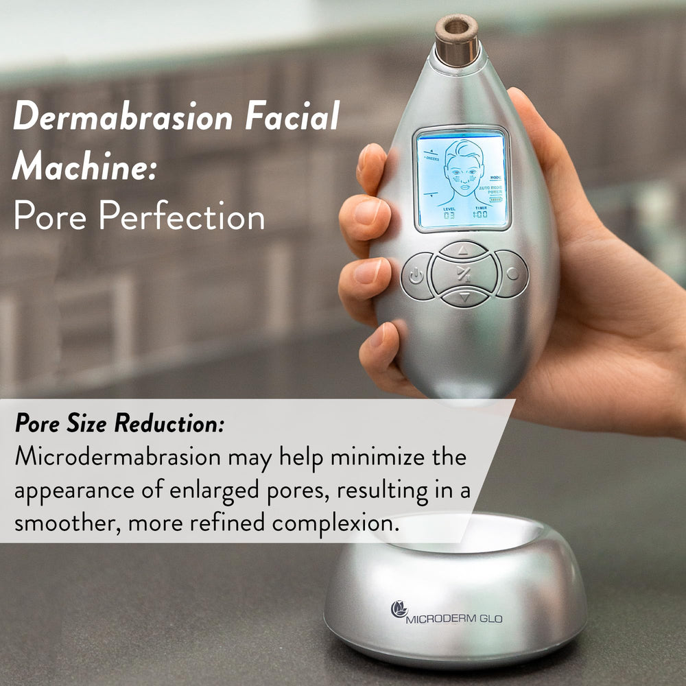 Microderm GLO skin surface after use highlighting refined pores and radiant texture.