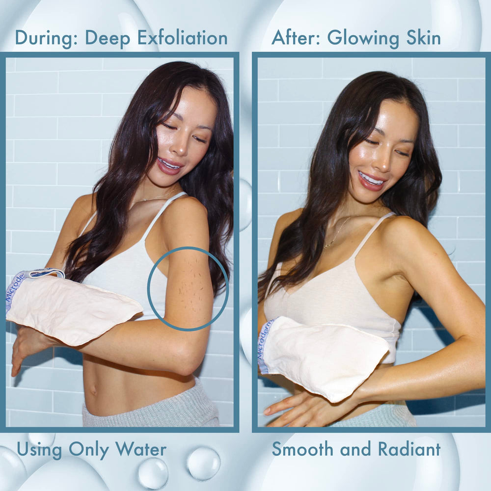 MicrodermaMitt Original pre-tan-ready use removes old self-tanner for streak-free results.